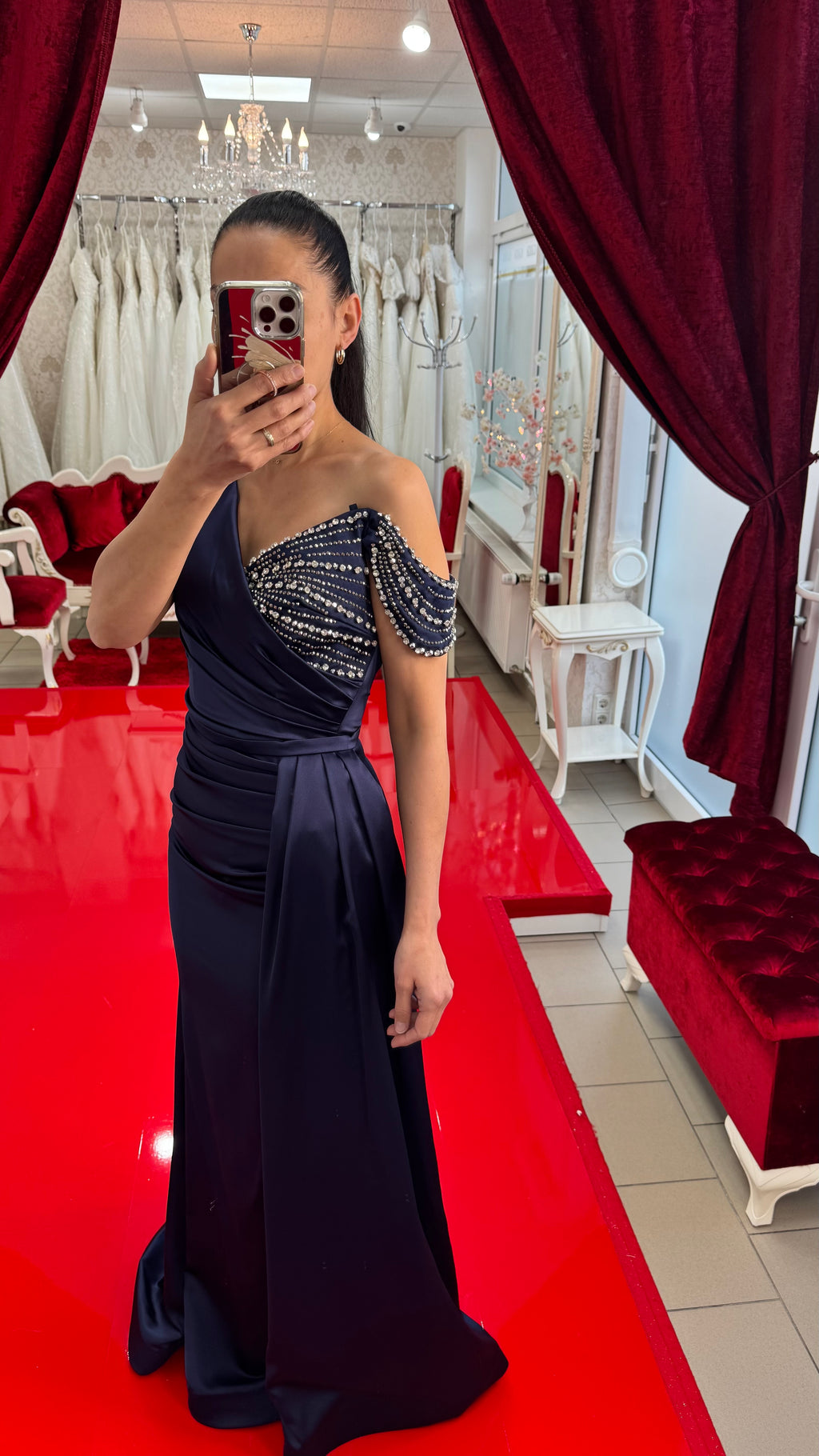 Abendkleid C4904 in Navyblau – Ansicht 2 | Lamia Mode
