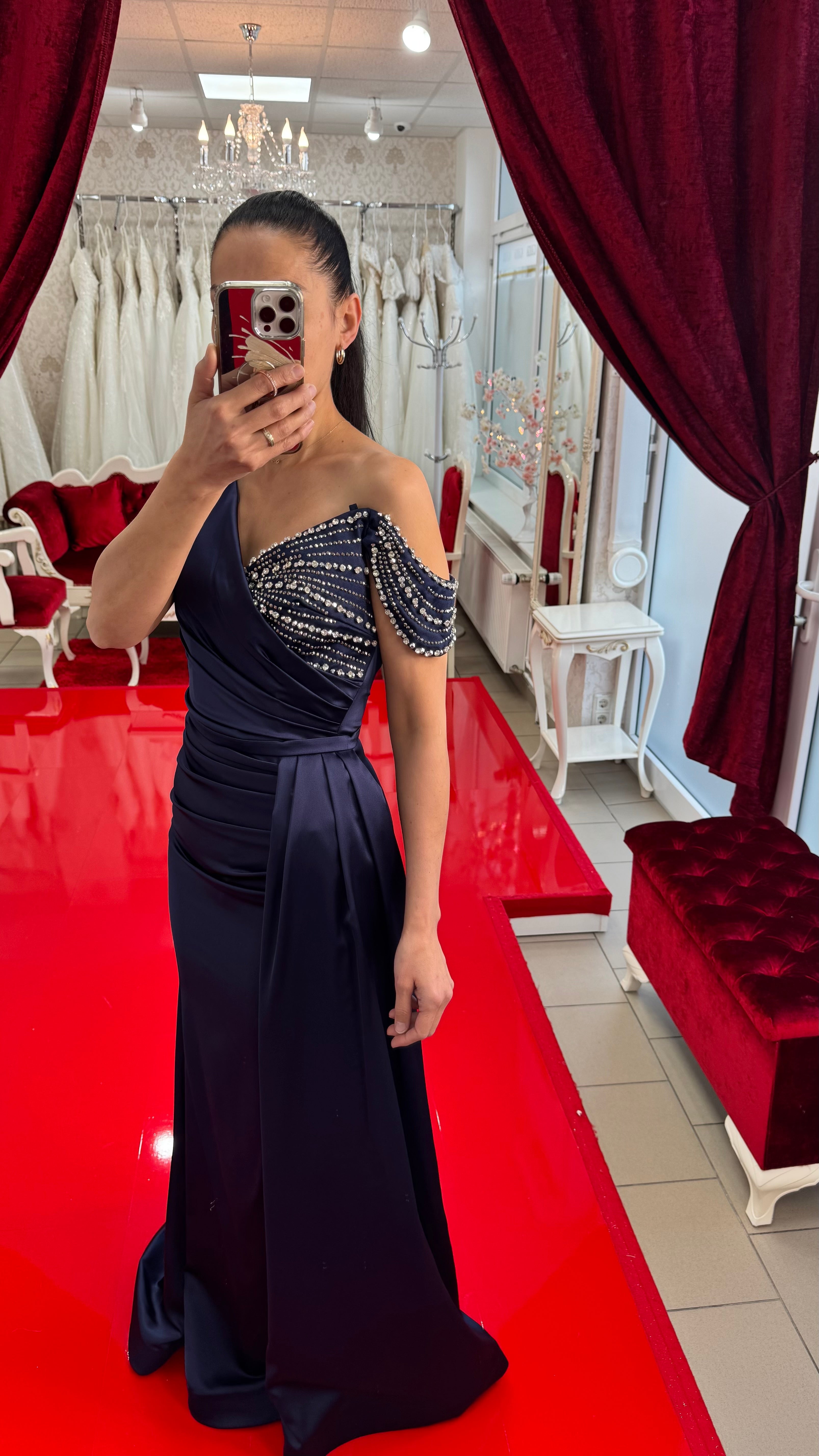 Abendkleid C4904 in Navyblau – Ansicht 2 | Lamia Mode