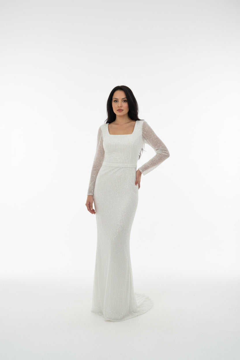Standesamt Kleid M281 in weiss-7 – Ansicht 1 | Lamia Mode