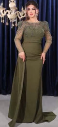 Abendkleid Arlinda – Beinschlitz und Schleppe in Blau – Ansicht 2 | Lamia Mode