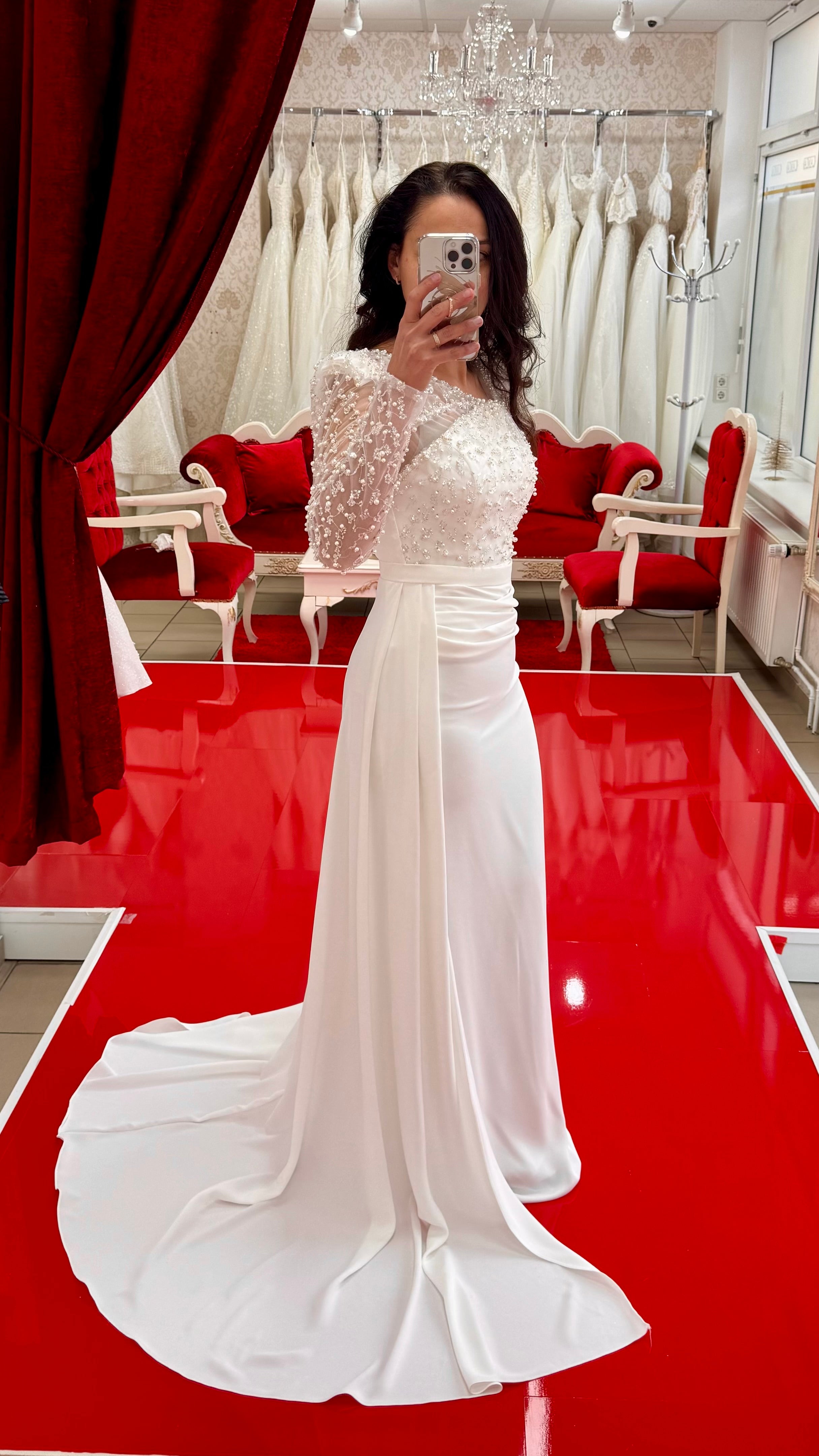 Standesamt Kleid R7402 in weiss – Ansicht 2 | Lamia Mode