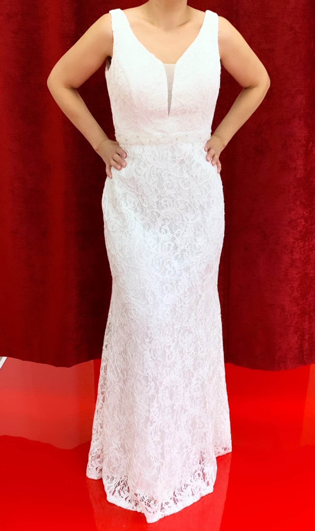 Standesamtkleid FK3214 – Spitze in Creme – Ansicht 1 | Lamia Mode