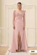 Abendkleid C2107 in Puder – Lamia Braut & Abendmode