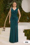 Abendkleid Elegantes Glanz-Abendkleid mit Drapierung & Beinschlitz / C5986 – Produktansicht 1 | LAMIA Braut- & Abendmode by Aynur