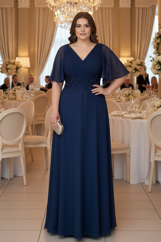 Abendkleid mit Chiffonrock & V-Ausschnitt – Modell FK639 in gruen-1 – Ansicht 1 | Lamia Mode