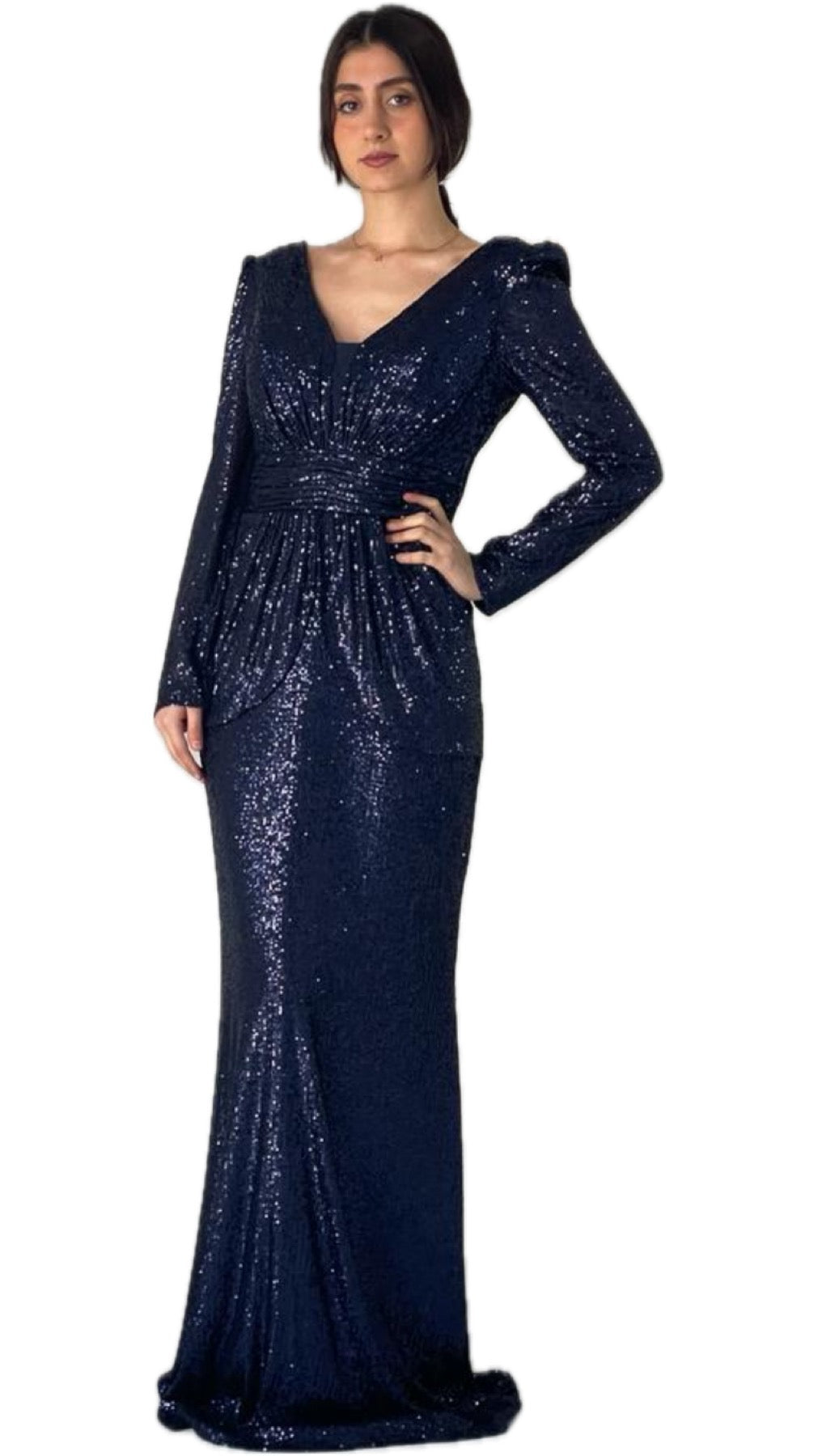 Abendkleid M146 in Beige – Ansicht 2 | Lamia Mode
