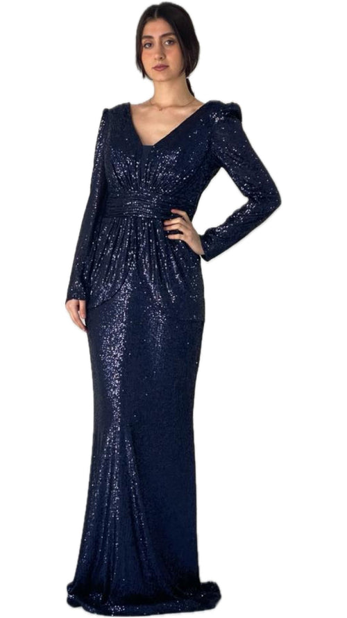 Abendkleid M146 in Beige – Ansicht 2 | Lamia Mode