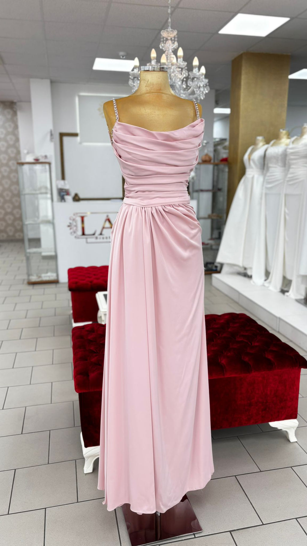 Abendkleid C4876 – Satin in Navyblau – Ansicht 3 | Lamia Mode