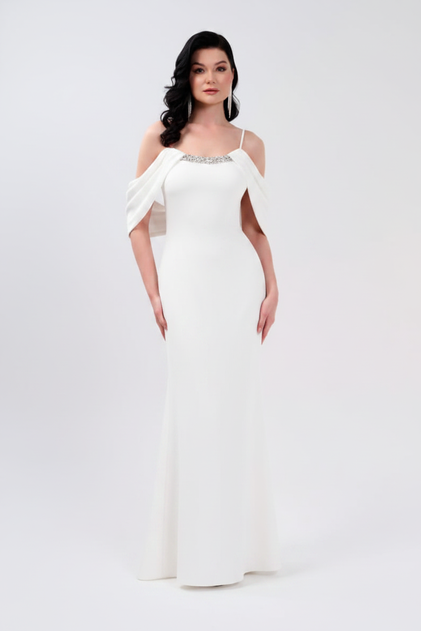 Abendkleid C6149 in Creme – Lamia Braut & Abendmode