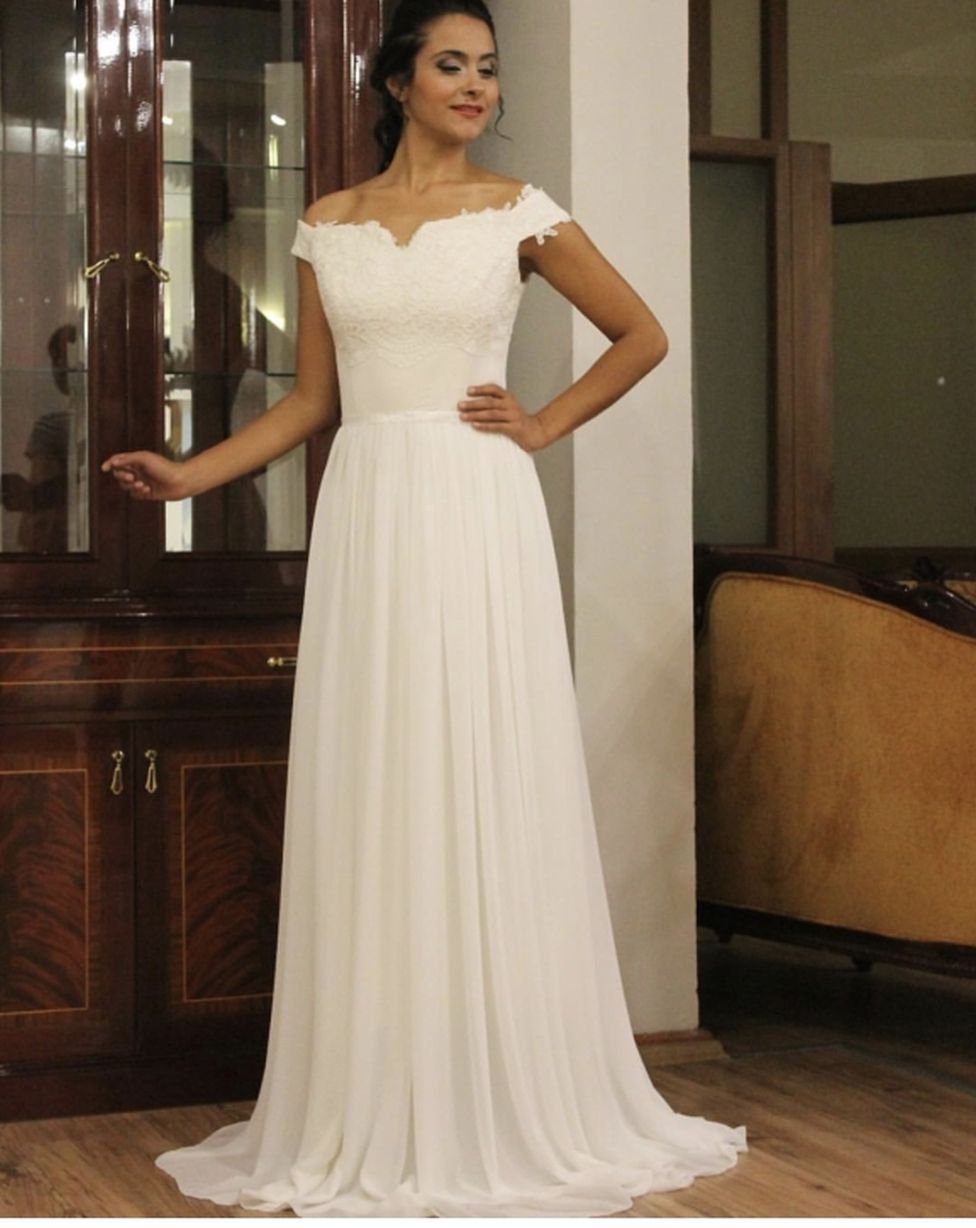 Standesamtkleid Fidan – Chiffon in Weiß – Ansicht 1 | Lamia Mode