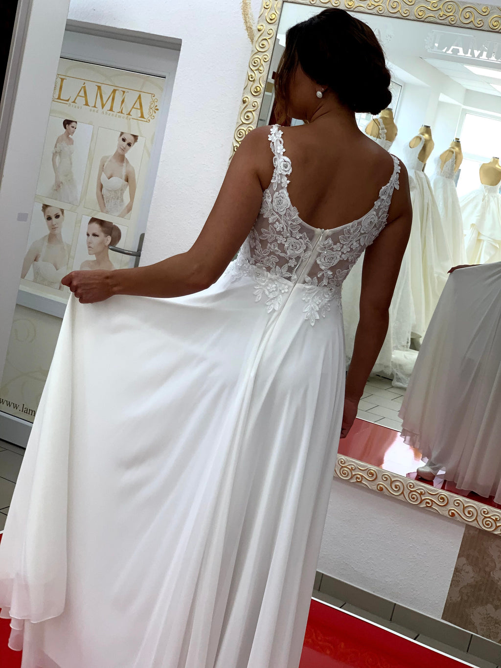 Standesamtkleid FK3258 – Weiß – Chiffon und Spitze – Ansicht 7 | Lamia Mode