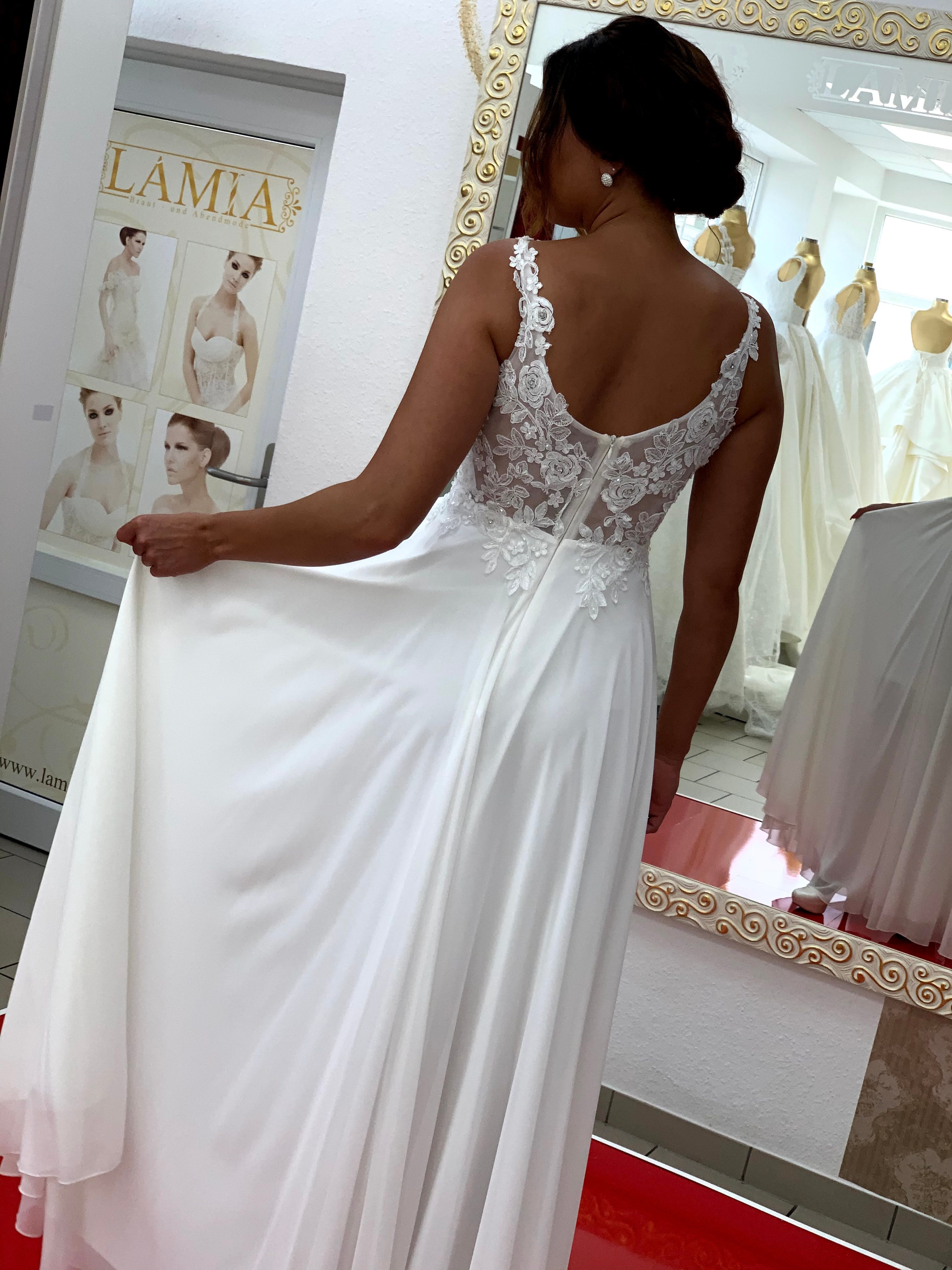 Standesamtkleid FK3258 – Weiß – Chiffon und Spitze – Ansicht 7 | Lamia Mode