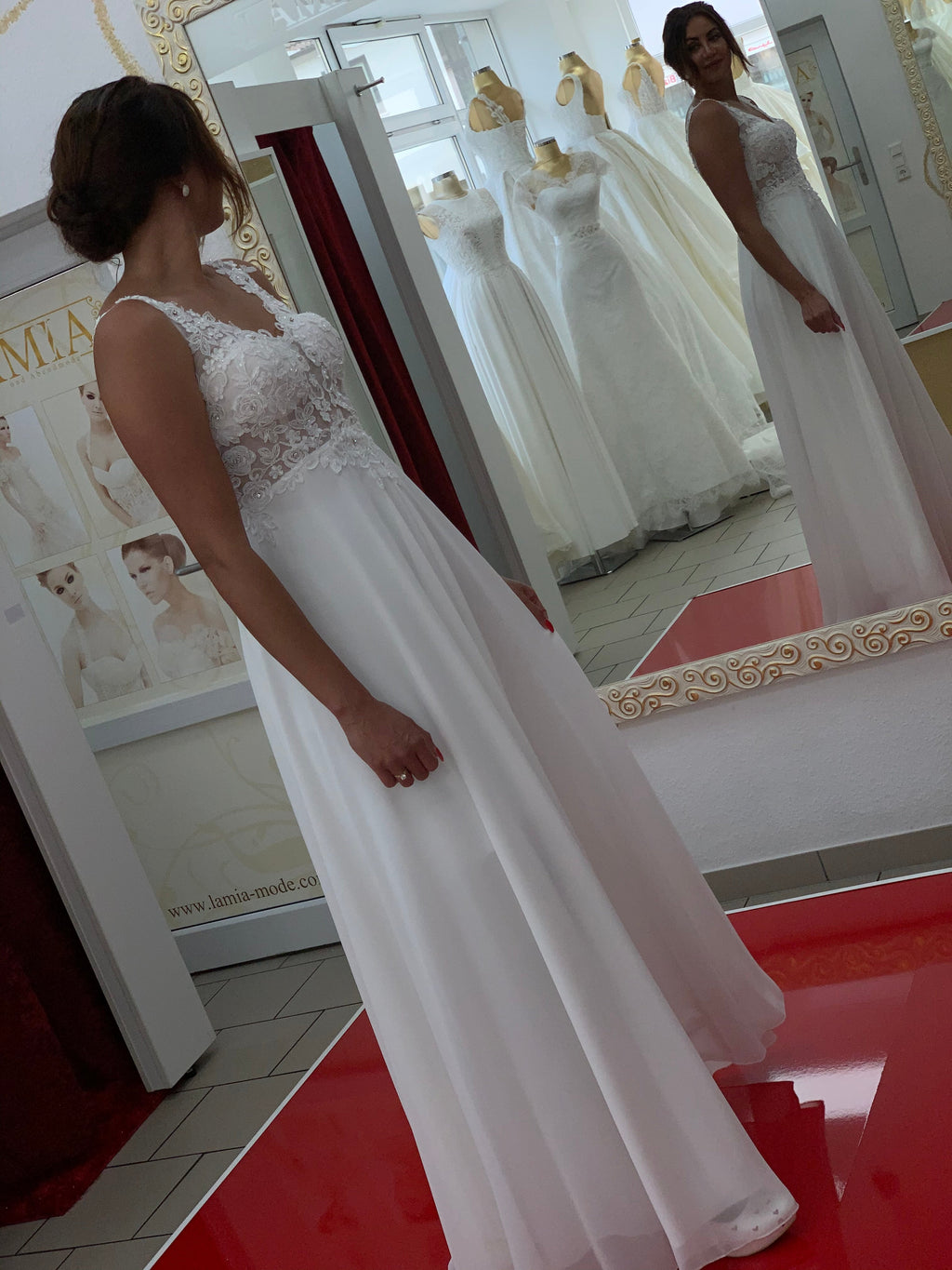 Standesamtkleid FK3258 – Weiß – Chiffon und Spitze – Ansicht 6 | Lamia Mode