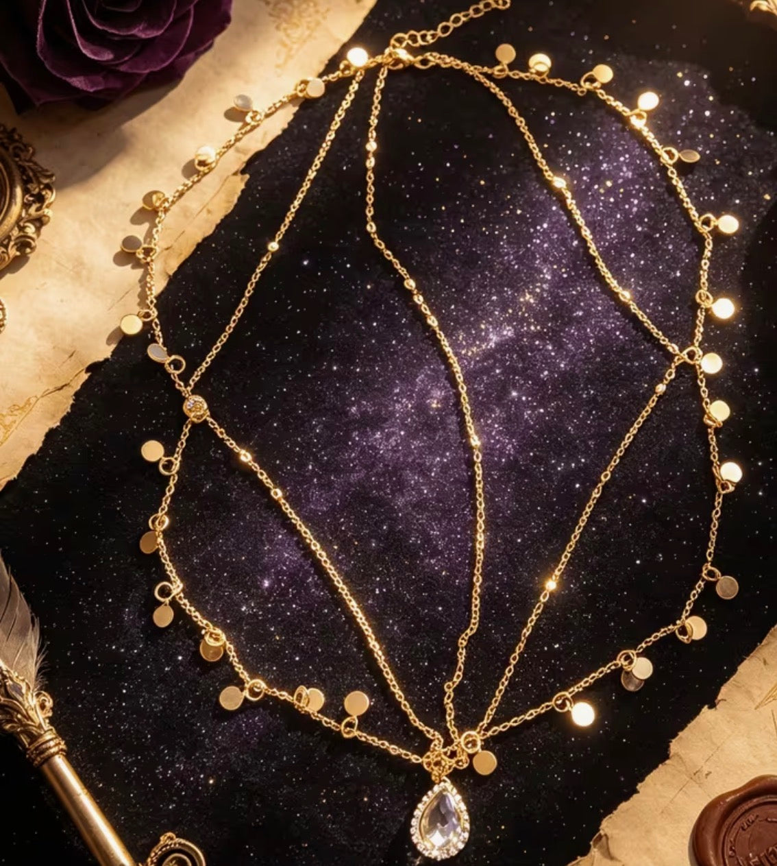 Stirnschmuck Gold – Vintage Mehrreihig