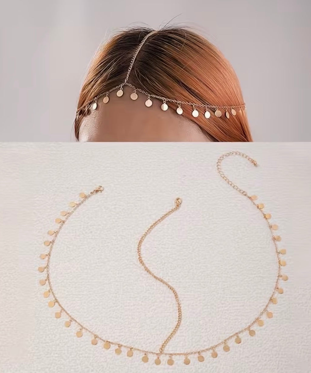 Stirnkette Gold – Feine Kette mit Plättchen