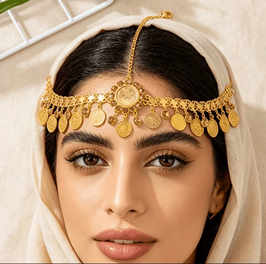 Stirnschmuck Gold – Münzanhänger Oriental Style
