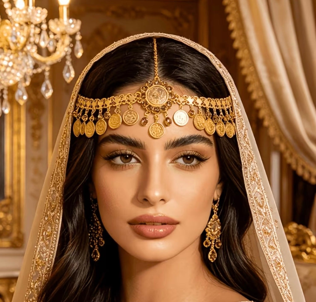 Stirnschmuck Gold – Münzanhänger Oriental Style