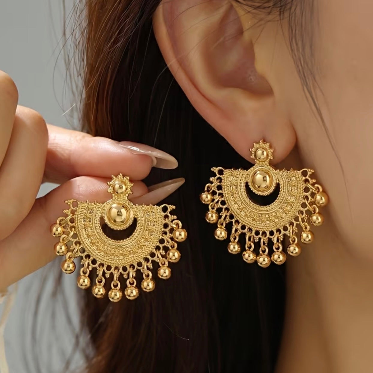 Boho Statement Ohrringe Gold – Rund