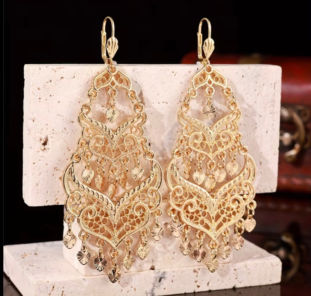 Statement Braut Ohrringe Gold – Filigran