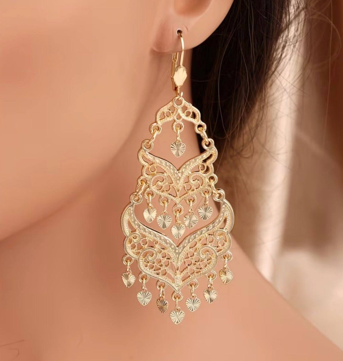 Statement Braut Ohrringe Gold – Filigran