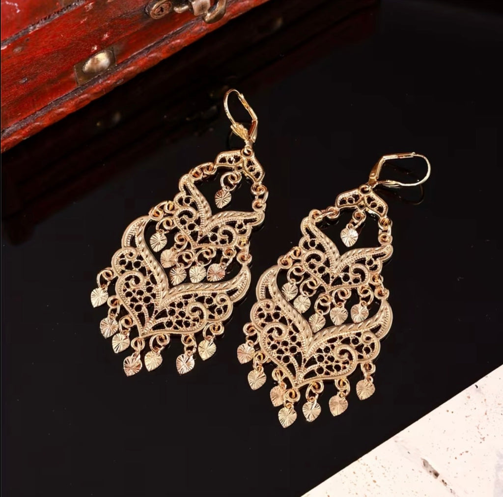 Statement Braut Ohrringe Gold – Filigran