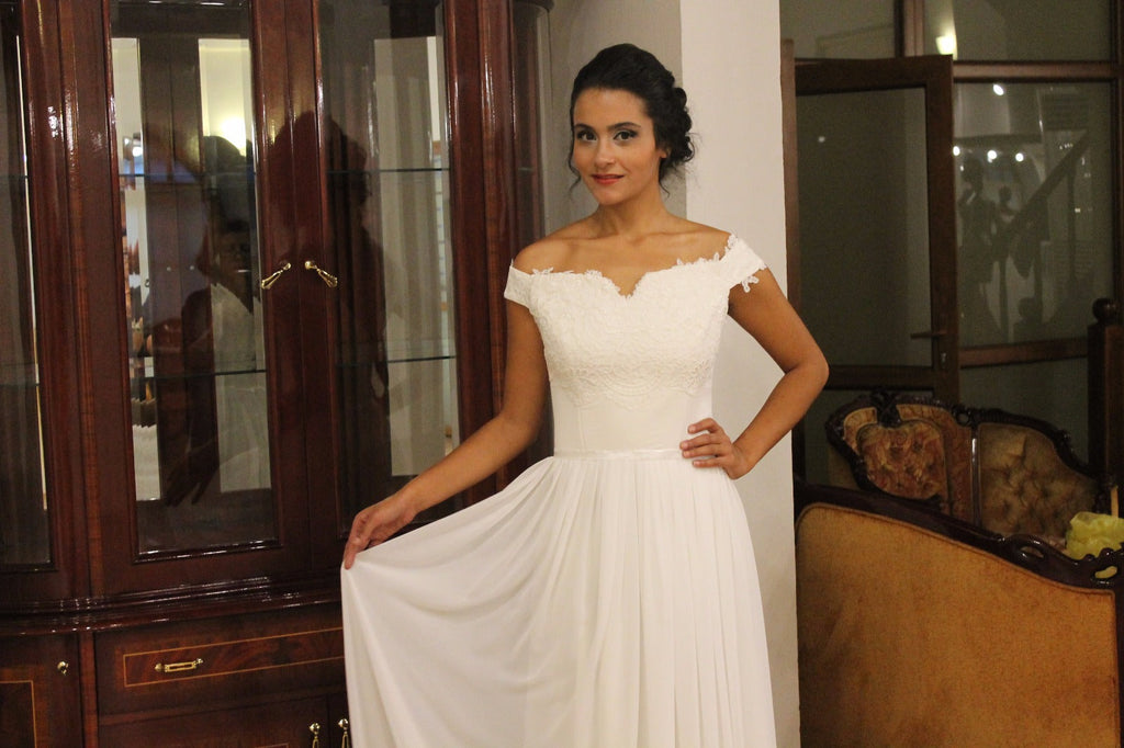 Standesamtkleid Fidan – Chiffon in Weiß – Ansicht 2 | Lamia Mode
