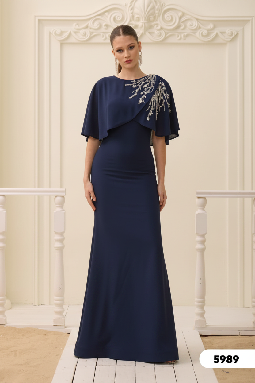 Abendkleid C5989 in Marineblau – Lamia Braut & Abendmode