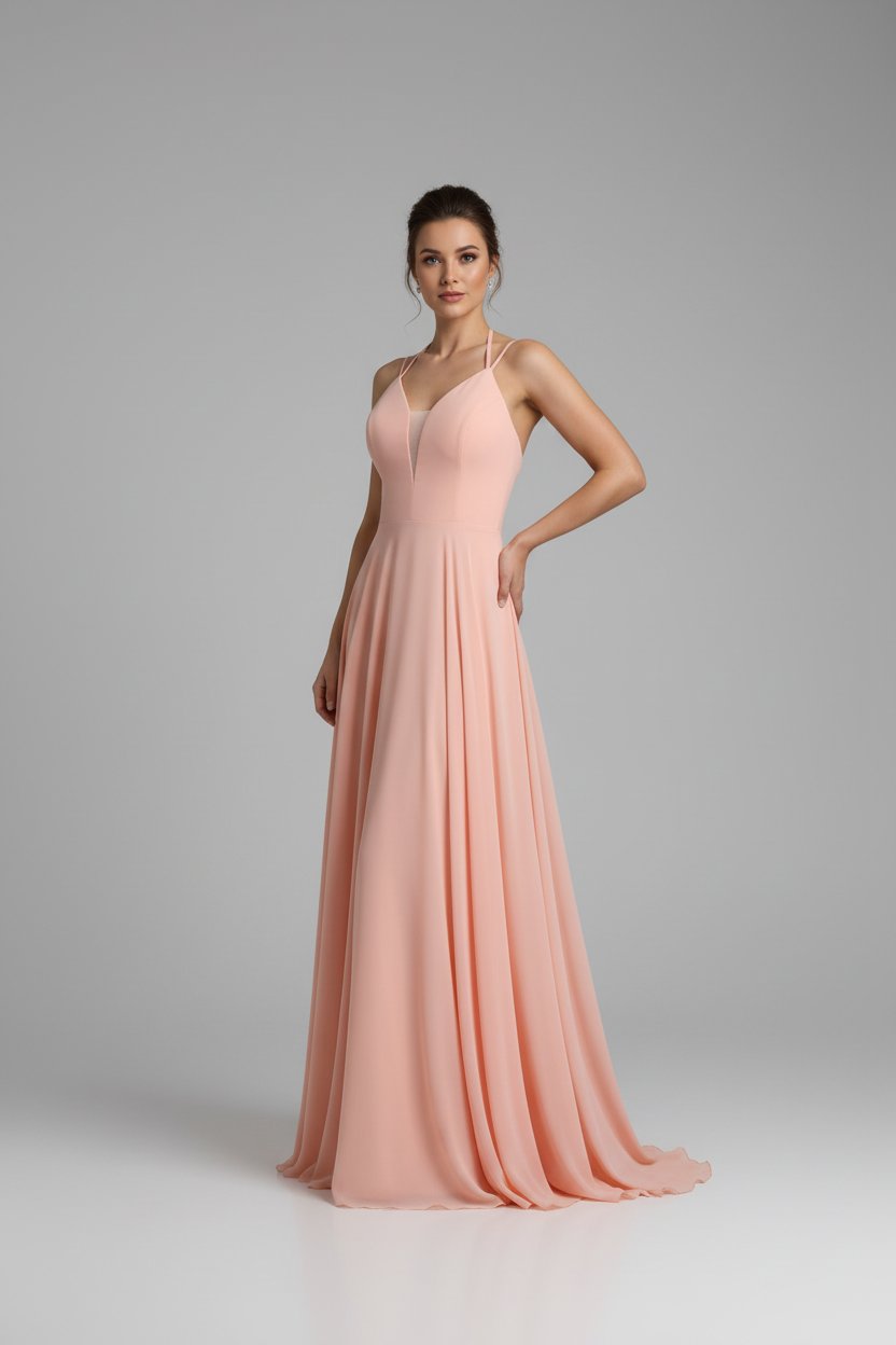 Abendkleid FK3210 – Spitze in Lachs – Ansicht 1 | Lamia Mode