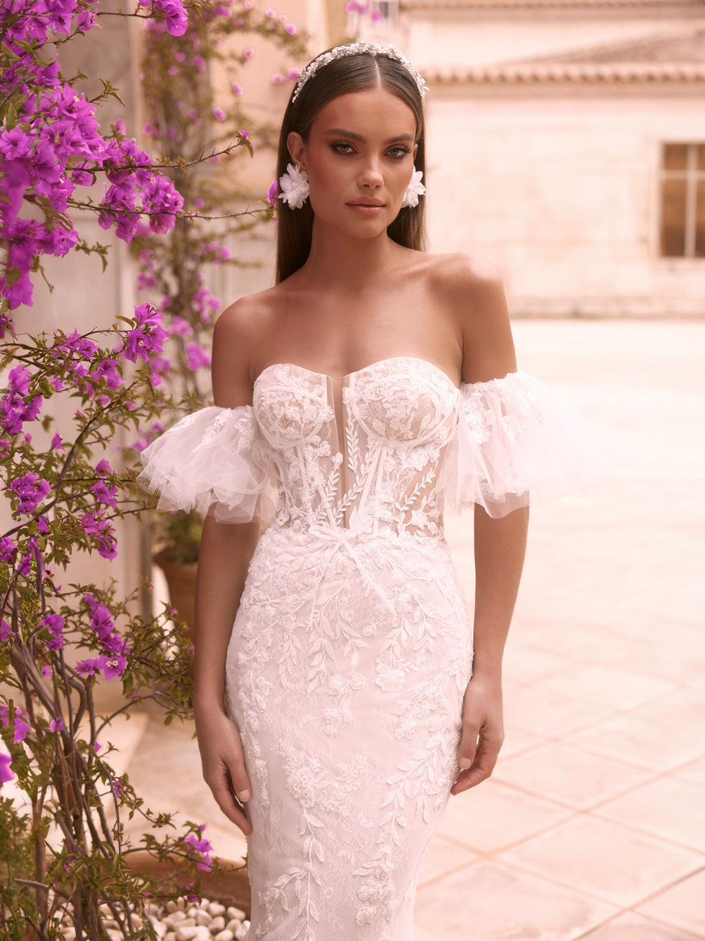 Meerjungfrau-Brautkleid Zerene – Spitze und Organza – Ansicht 7 | Lamia Mode