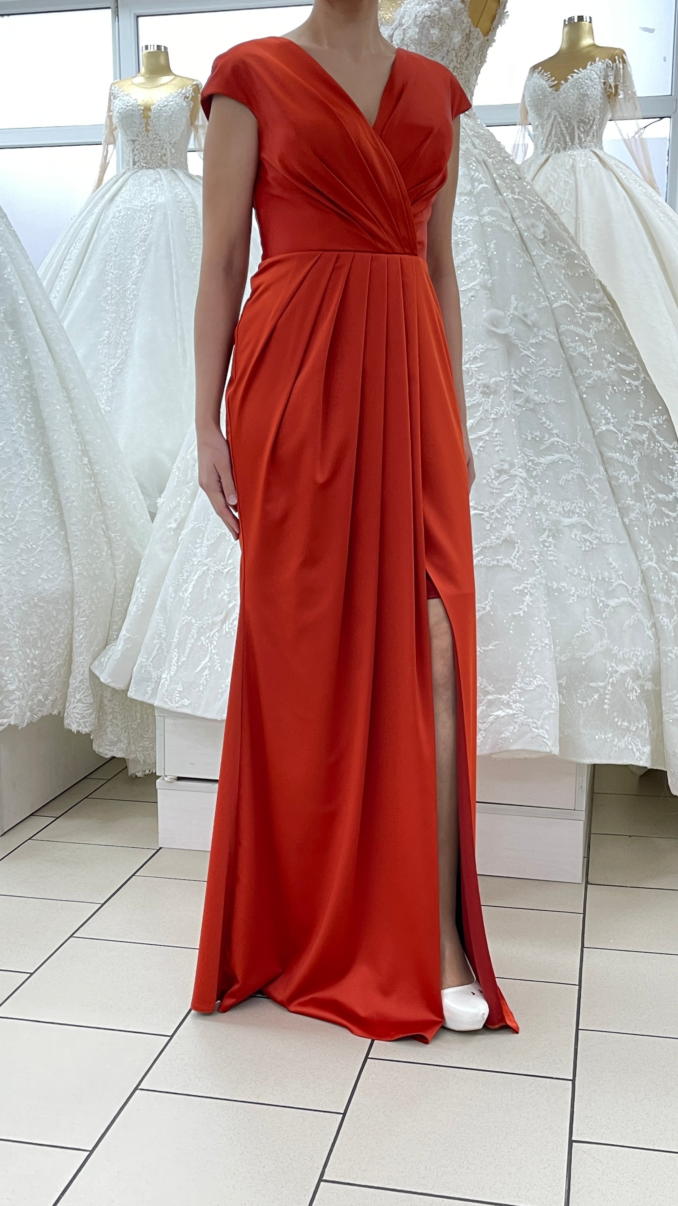 Abendkleid Elegantes Abendkleid mit Wickeloptik & Beinschlitz – FK3326 – Ansicht 2 | Lamia Mode