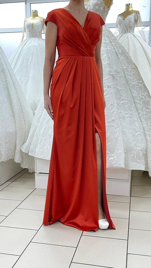 Abendkleid Elegantes Abendkleid mit Wickeloptik & Beinschlitz – FK3326 – Ansicht 2 | Lamia Mode