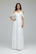 Standesamtkleid FK3323 – Satin und Chiffon in Weiß – Ansicht 1 | Lamia Mode