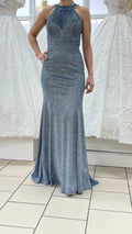 Abendkleid Glitzerndes Kleid mit Neckholder & Rückenausschnitt – FK3521 in Mint – Ansicht 2 | Lamia Mode