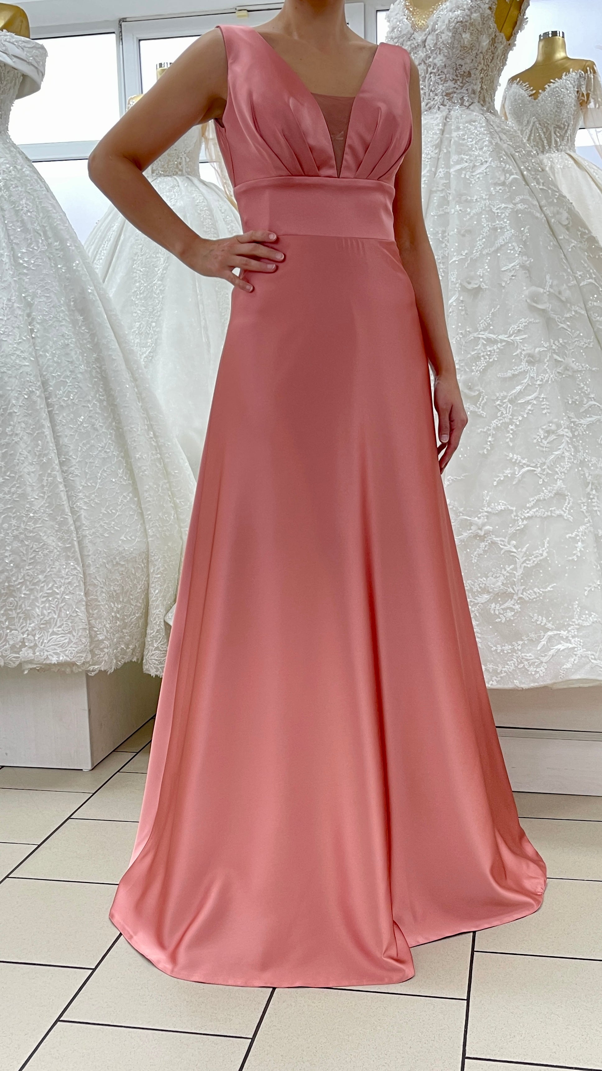 Abendkleid Elegantes Abendkleid mit V-Ausschnitt & A-Linie – FK4108 in Smaragdgrün – Ansicht 3 | Lamia Mode