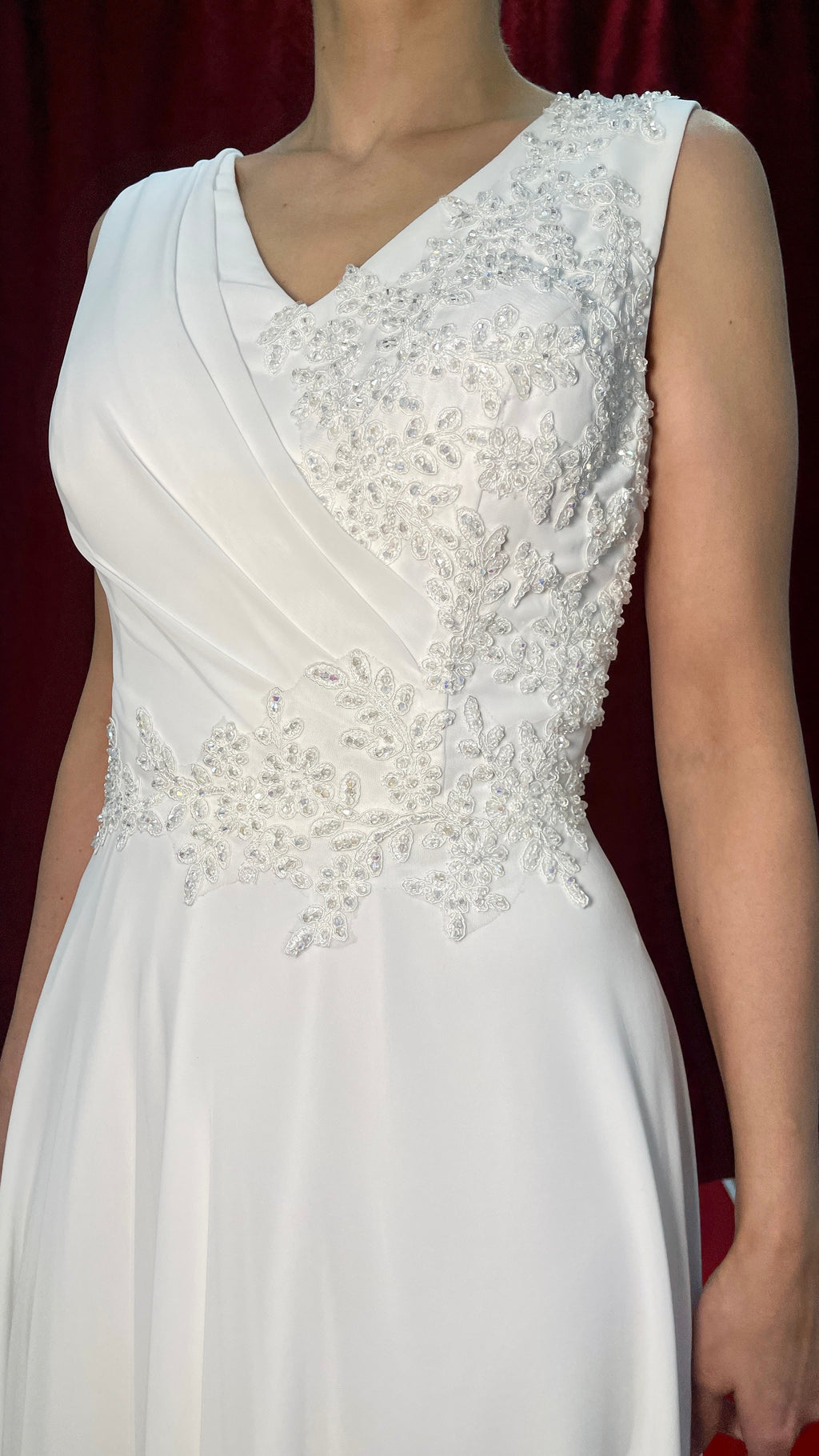 Standesamtkleid FK3245 – Chiffon und Spitze in Ivory – Ansicht 3 | Lamia Mode