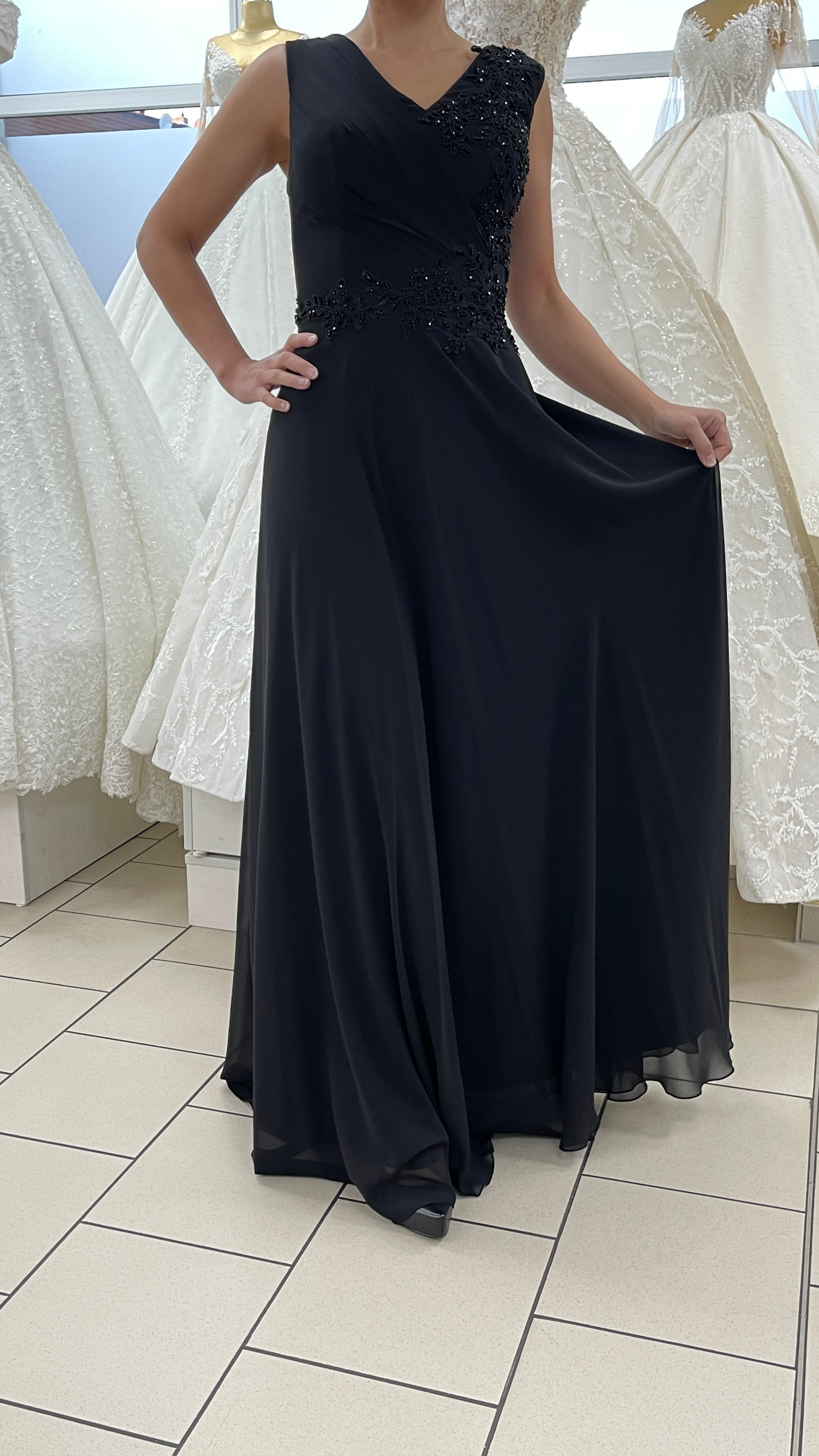 Abendkleid Elegantes Kleid mit Drapierung & fließender A-Linie – FK3245 in Smaragdgrün – Ansicht 7 | Lamia Mode