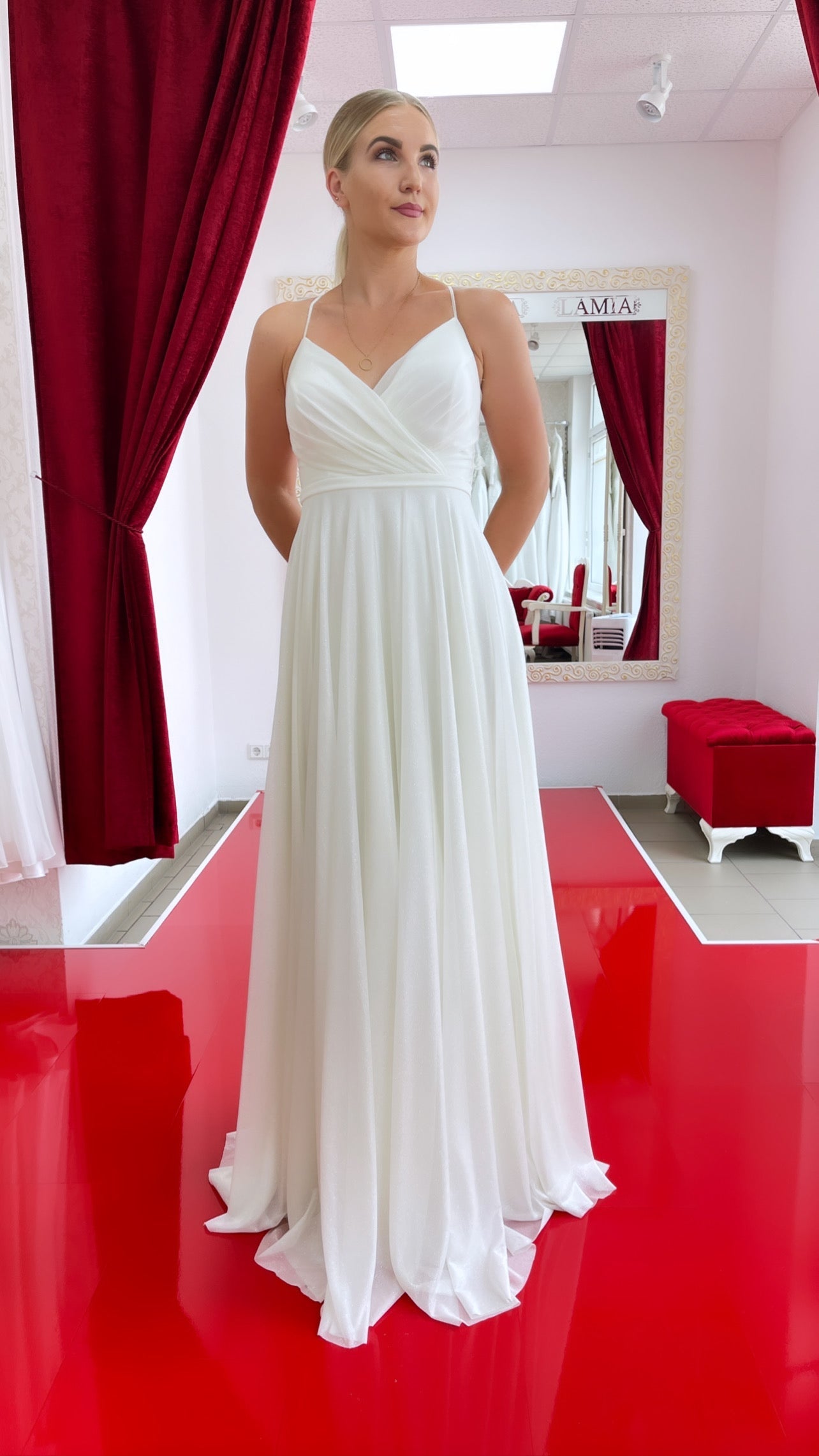 Standesamtkleid C4820 – Chiffon in Elfenbein – Ansicht 1 | Lamia Mode