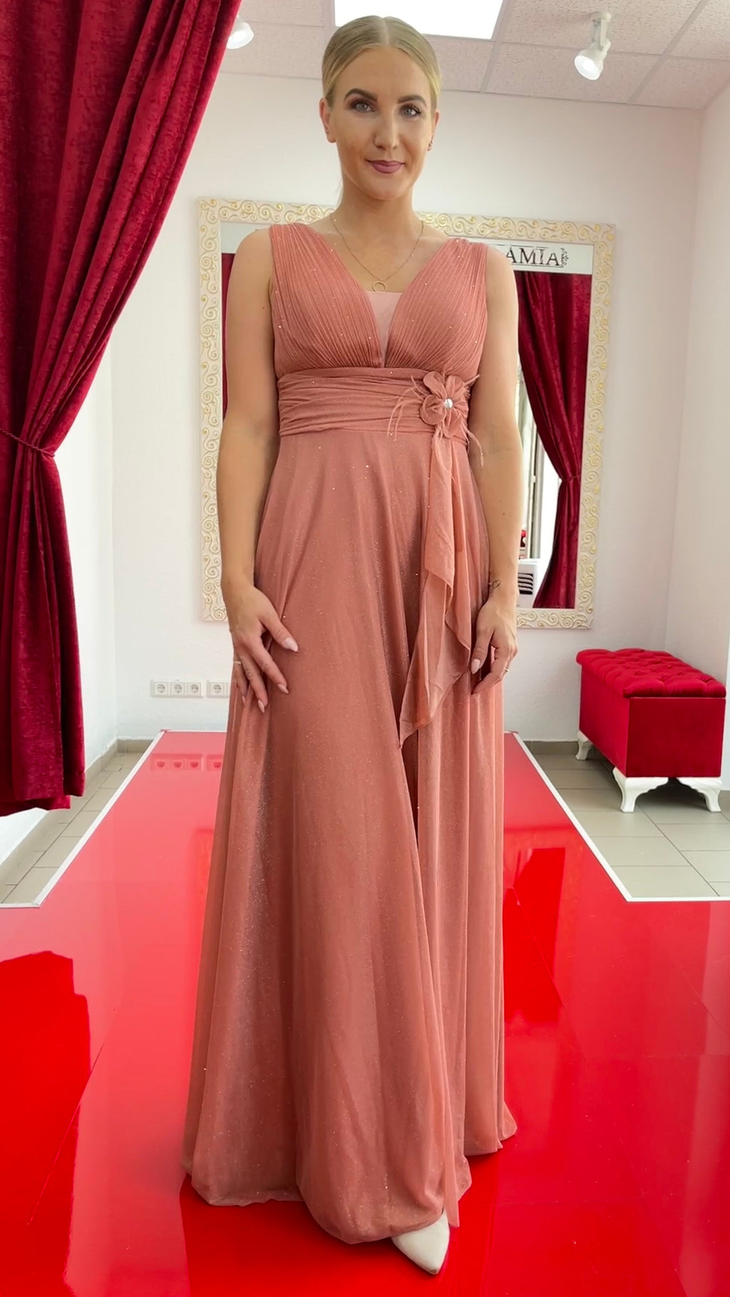 Abendkleid FK4118 – Tüll in Pistazie – Ansicht 3 | Lamia Mode