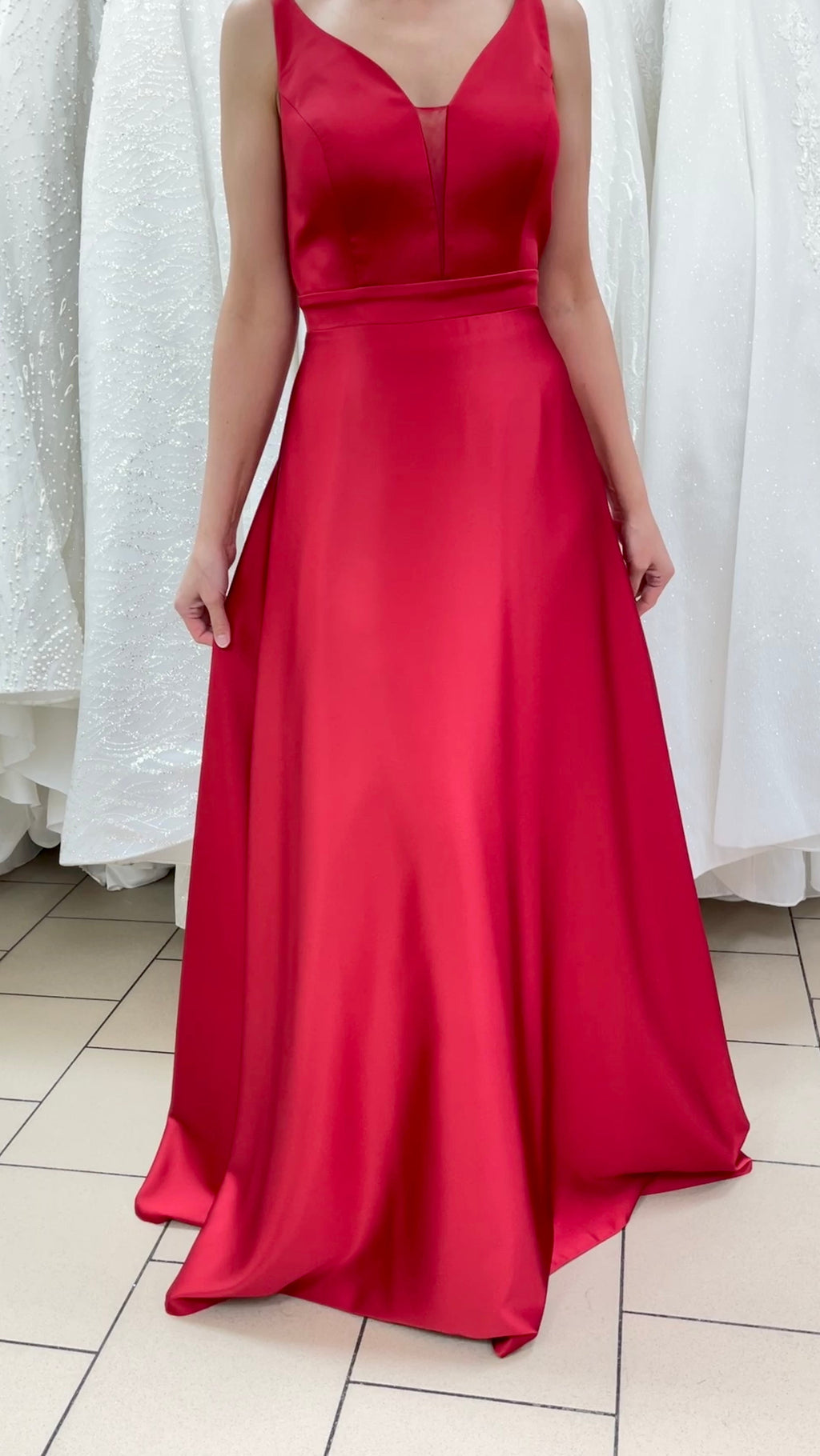Abendkleid FK3333 – Satin und Spitze in Smaragdgrün – Ansicht 2 | Lamia Mode