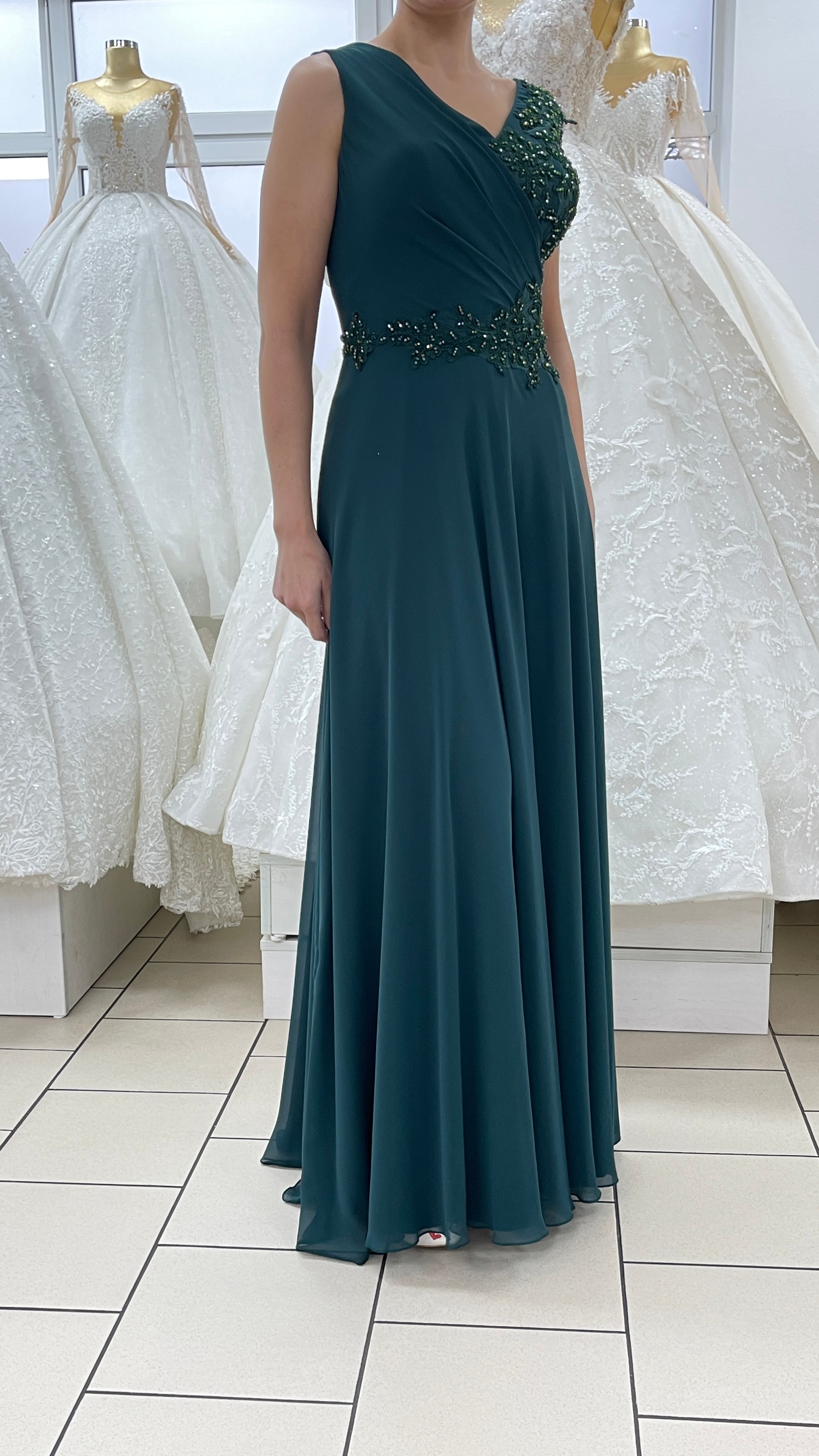 Abendkleid Elegantes Kleid mit Drapierung & fließender A-Linie – FK3245 in Altrosa – Ansicht 5 | Lamia Mode