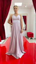 Abendkleid Elegantes Kleid mit Rückenschnürung in A-Line – FK3320 in Puder – Ansicht 2 | Lamia Mode