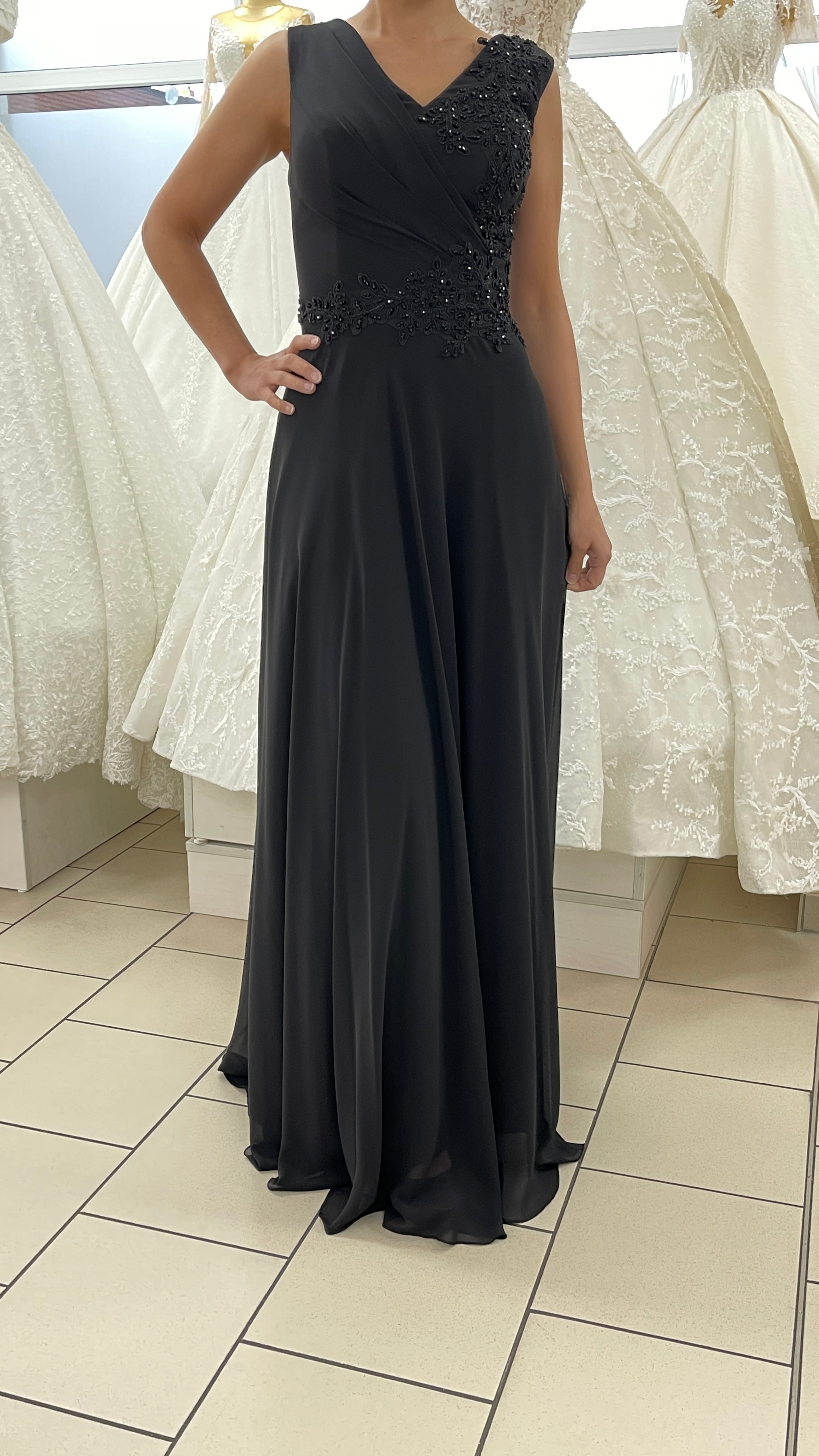 Abendkleid Elegantes Kleid mit Drapierung & fließender A-Linie – FK3245 in Altrosa – Ansicht 6 | Lamia Mode