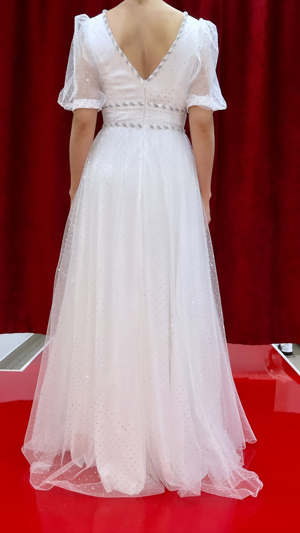 Standesamtkleid H260 – Tüll und Spitze in Creme – Ansicht 2 | Lamia Mode