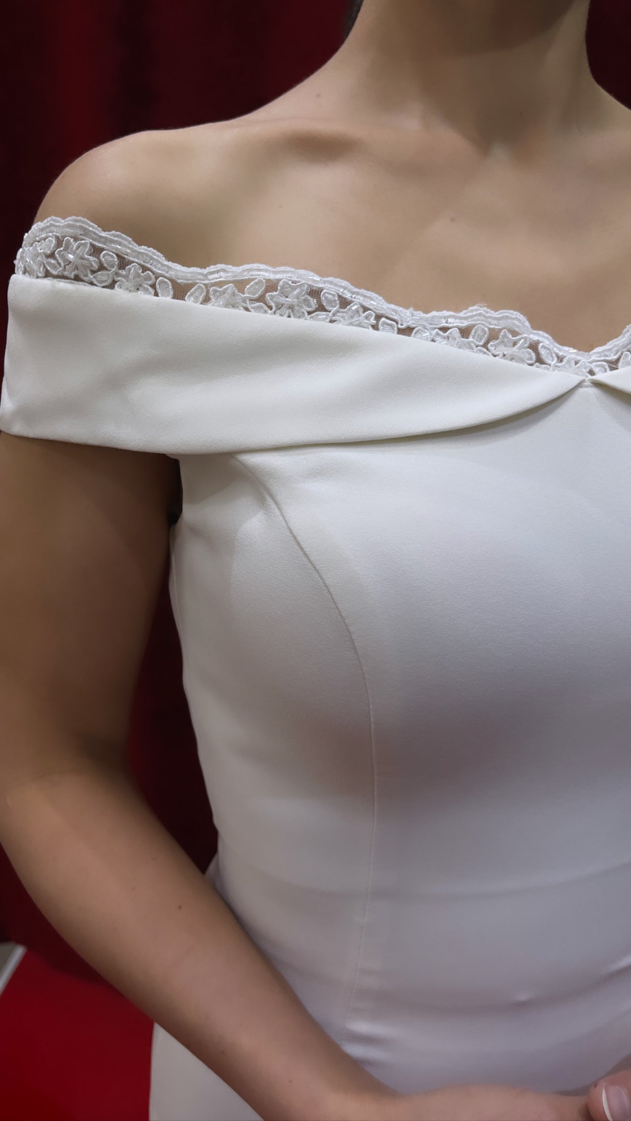 Standesamtkleid FK2407 – Chiffon und Spitze in Creme – Ansicht 2 | Lamia Mode
