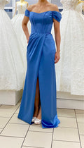 Abendkleid FK4148 – Satin und Beinschlitz in Fuchsia – Ansicht 3 | Lamia Mode