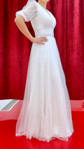 Standesamtkleid H260 – Tüll und Spitze in Creme – Ansicht 3 | Lamia Mode