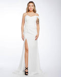 Standesamtkleid M196 – Chiffon und figurbetonte Passform in Weiß – Ansicht 1 | Lamia Mode