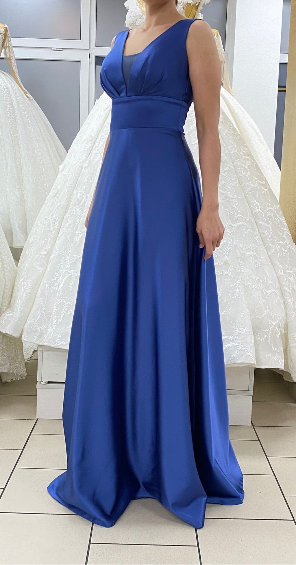 Abendkleid Elegantes Abendkleid mit V-Ausschnitt & A-Linie – FK4108 in Puder – Ansicht 6 | Lamia Mode
