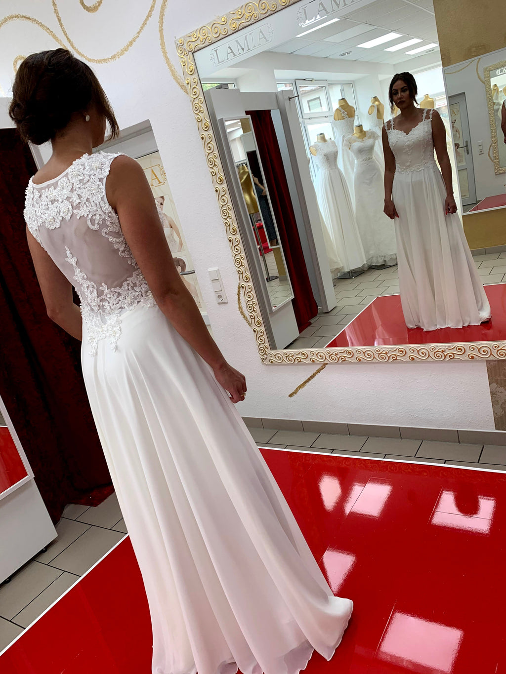 Standesamtkleid FK3546 – Chiffon und Spitze – Ansicht 4 | Lamia Mode