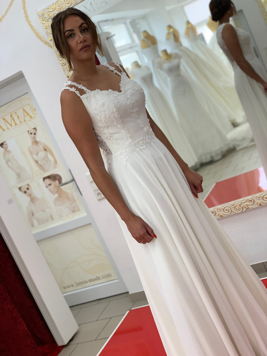 Standesamtkleid FK3546 – Chiffon und Spitze – Ansicht 2 | Lamia Mode